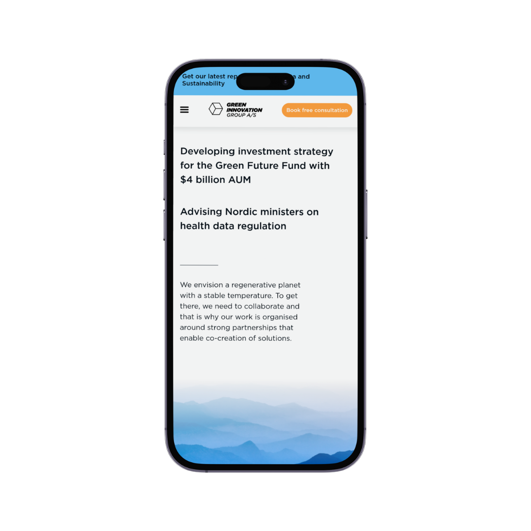 Green Innovation Group — Mobile design by Cláudia Noronha